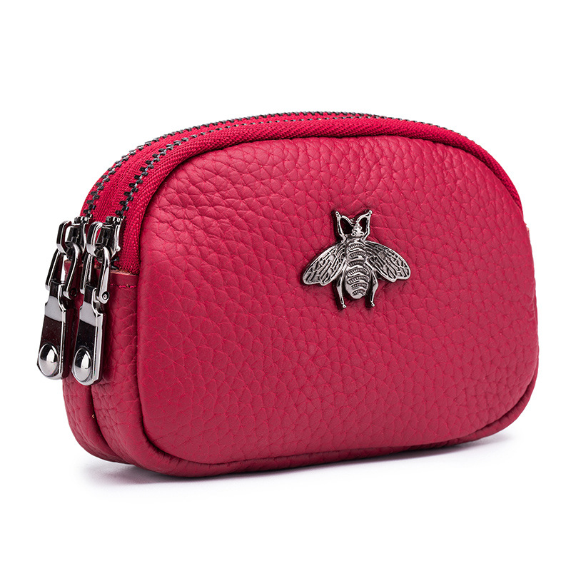Women Bags Ck - Women Cowhide Double Zipper Portable Wallets