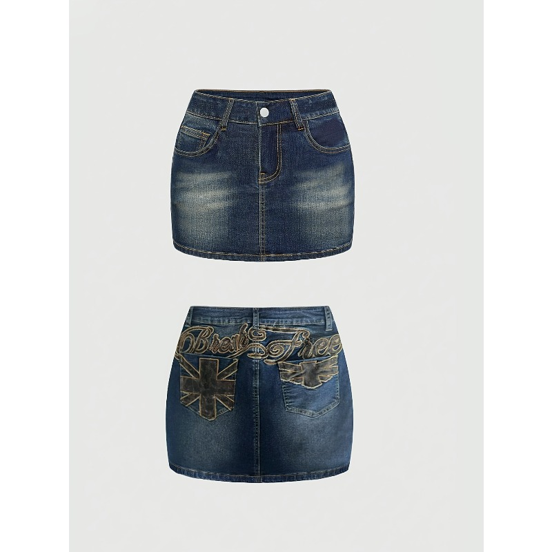 Women Bags Jeans - Summer Denim Retro Short Skirt for