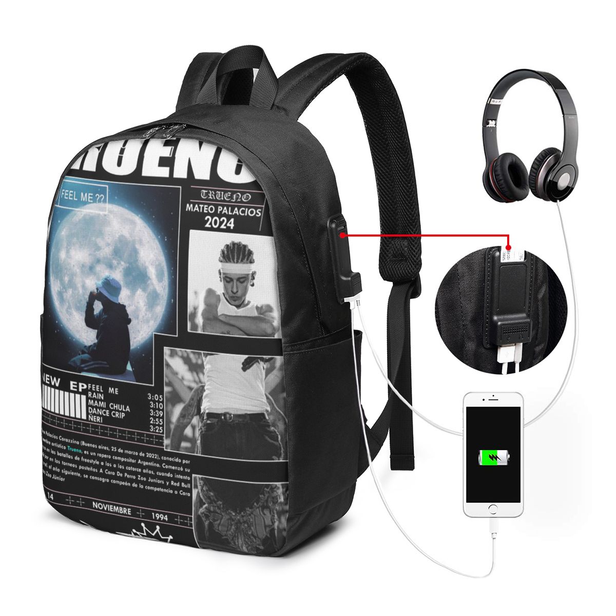 Women Bags Laptop - Funny Trueno Hip Hop Rapper Backpack