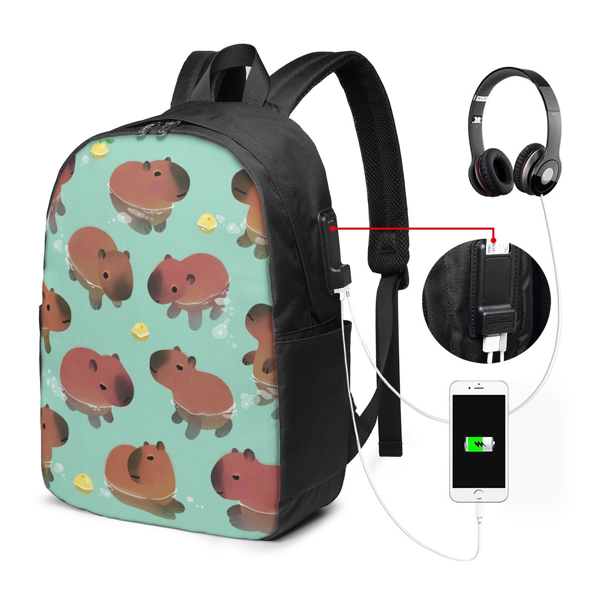 Capybara Animal Pattern Backpa - огляд і ціна Women Bags Laptop
