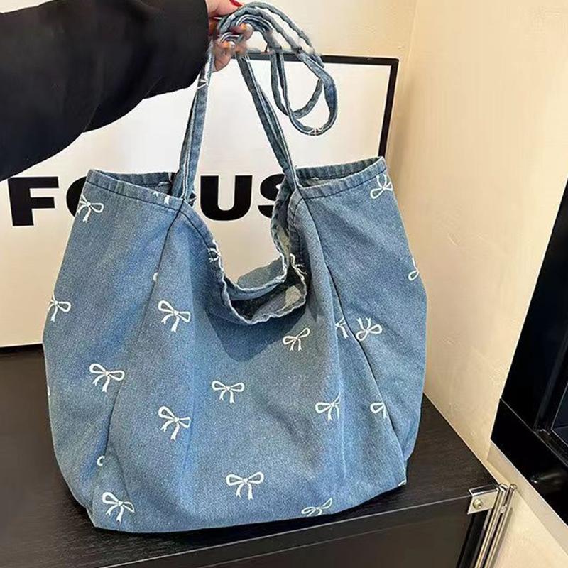 Ladies Bow Decor Denim Canvas  - огляд і ціна Women Bags Jeans