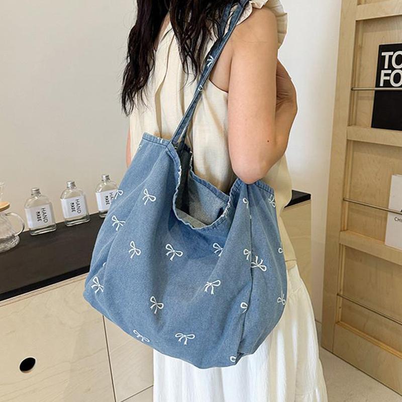 Ladies Bow Decor Denim Canvas  - огляд і ціна Women Bags Jeans