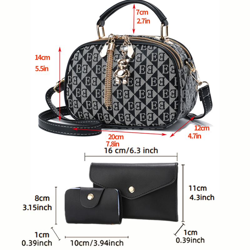 3-piece letter print mini roun - огляд і ціна Women Bags Crossbody