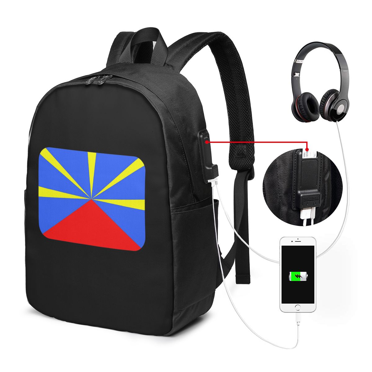 974 Reunion Island Flag Backpa - огляд і ціна Women Bags Laptop