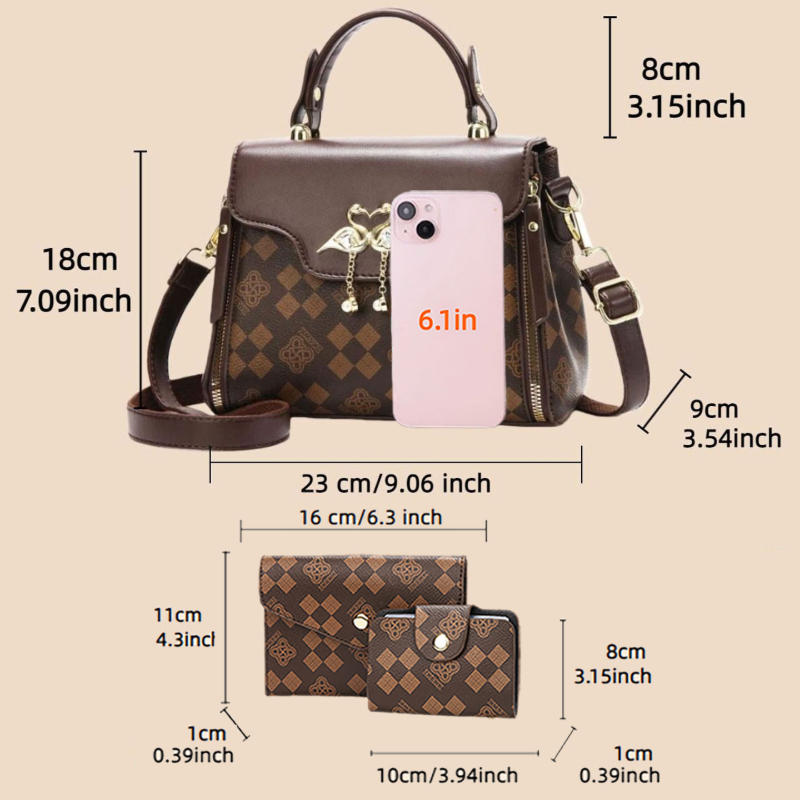 3-piece women's bag set, light - огляд і ціна Women Bags Crossbody