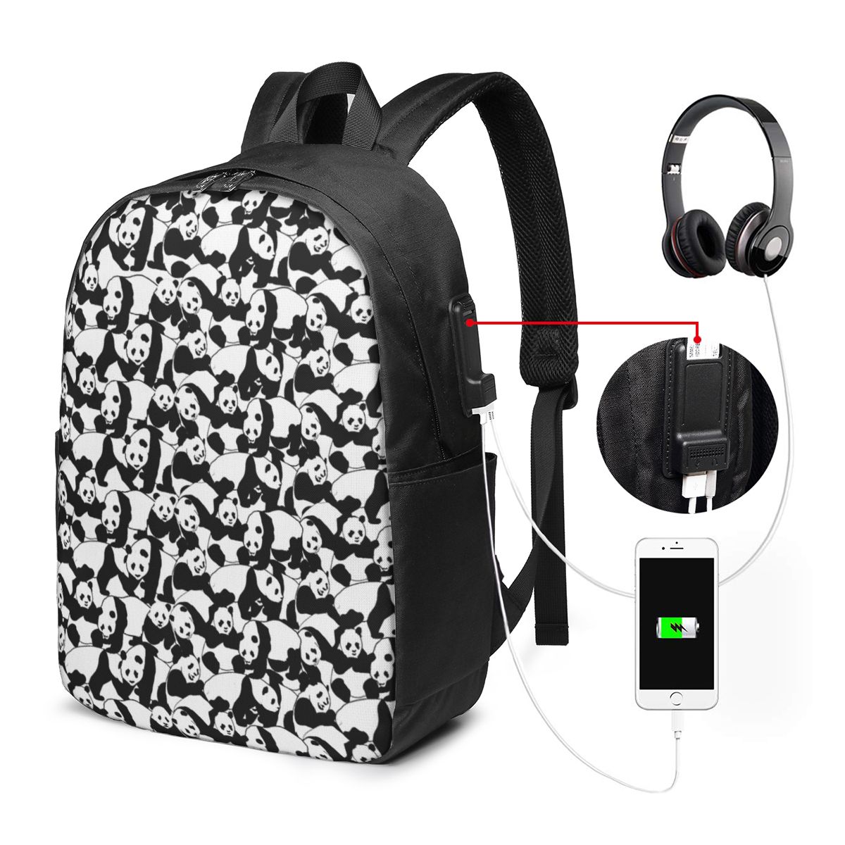 Panda Pattern Backpack Travel  - огляд і ціна Women Bags Laptop